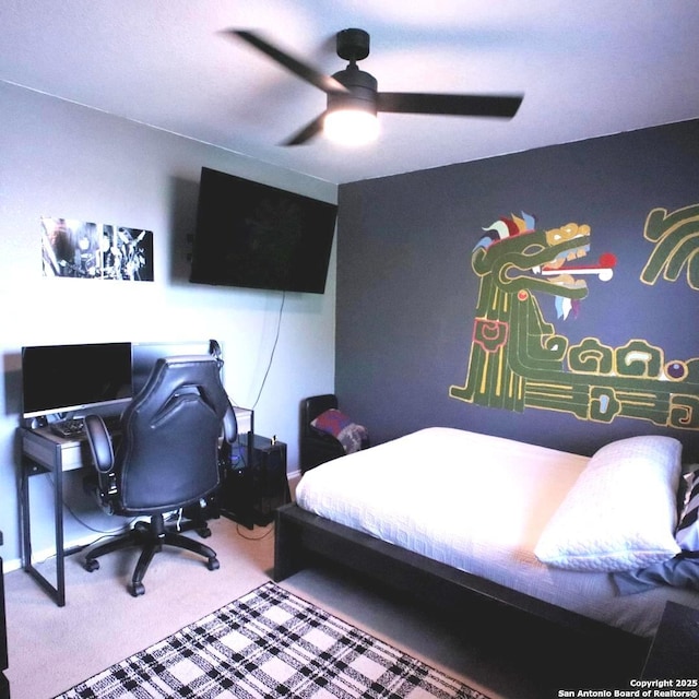 12115 Redbud Leaf, San Antonio, TX 78253 - carpeted bedroom featuring ceiling fan and an office area