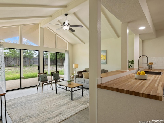 1005 N N, Universal City, TX 78148 - living room with a ceiling fan and wood finished floors