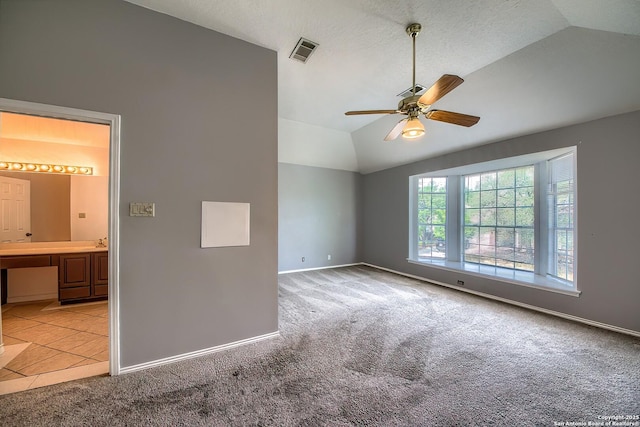 1510 Kingsbridge, San Antonio, TX 78253 - unfurnished room featuring light carpet, lofted ceiling, baseboards, ceiling fan, and a sink