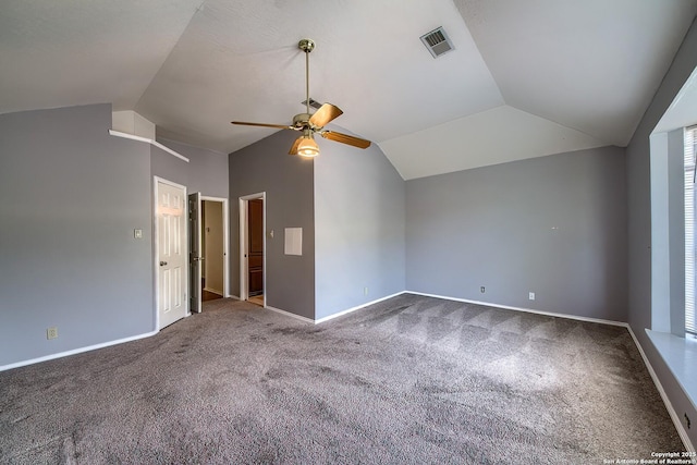 1510 Kingsbridge, San Antonio, TX 78253 - spare room featuring vaulted ceiling, carpet, ceiling fan, and baseboards