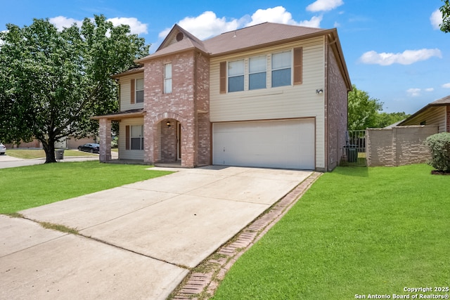 9503 Marshall Pt, San Antonio, TX 78240 - traditional home with an attached garage, concrete driveway, and brick siding
