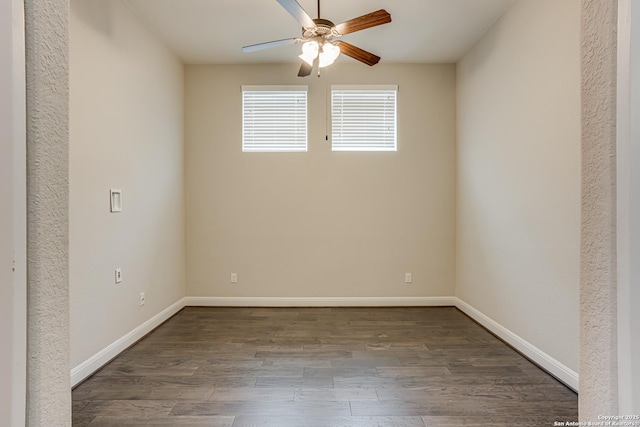 2714 Trailmont Dr, San Antonio, TX 78253 - spare room featuring a ceiling fan, dark wood-type flooring, and baseboards