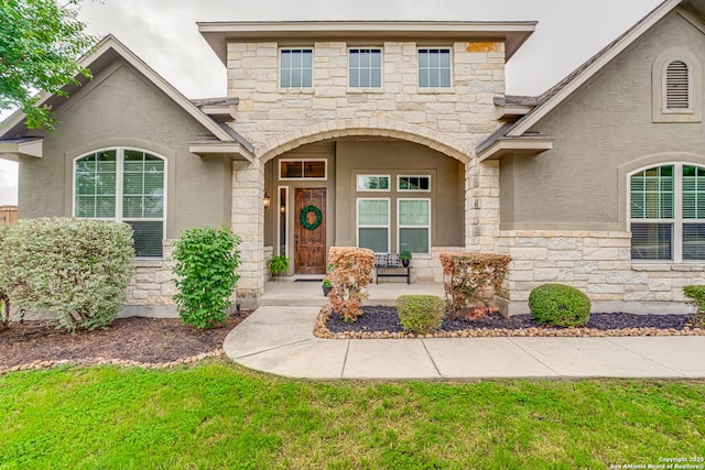 2714 Trailmont Dr, San Antonio, TX 78253 - view of front of house with stone siding and stucco siding
