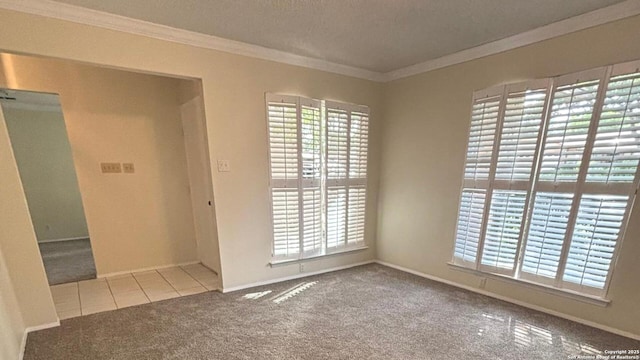 8526 Timberwilde, San Antonio, TX 78250 - carpeted empty room with healthy amount of natural light, ornamental molding, baseboards, and tile patterned floors