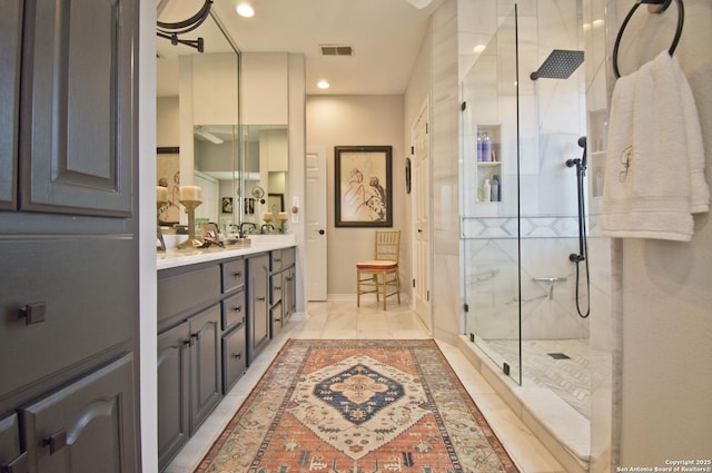 8 Kensington Ct, San Antonio, TX 78218 - full bath featuring a shower stall, vanity, baseboards, and recessed lighting