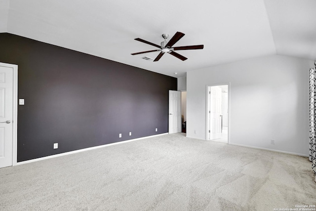 4451 Taylors Bnd, San Antonio, TX 78247 - carpeted empty room with a ceiling fan and vaulted ceiling