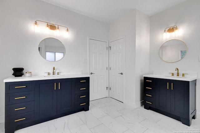 4451 Taylors Bnd, San Antonio, TX 78247 - full bathroom featuring marble finish floors and two vanities