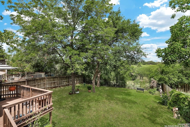 4451 Taylors Bnd, San Antonio, TX 78247 - fenced backyard with a wooden deck
