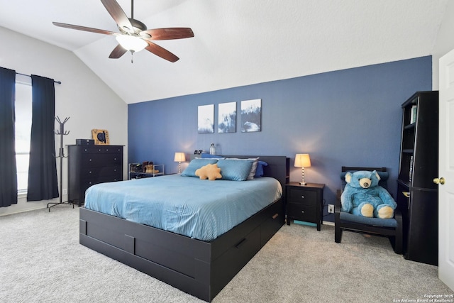 11823 Stanton, San Antonio, TX 78253 - carpeted bedroom featuring vaulted ceiling and ceiling fan