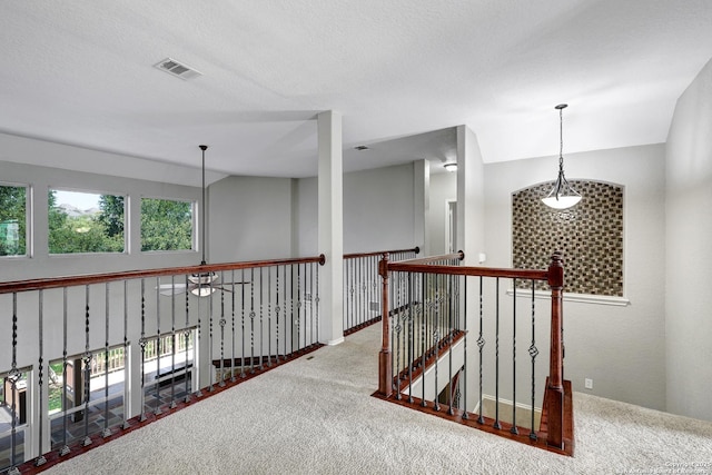25511 Willard Path, San Antonio, TX 78261 - hallway with healthy amount of natural light, carpet, and an upstairs landing