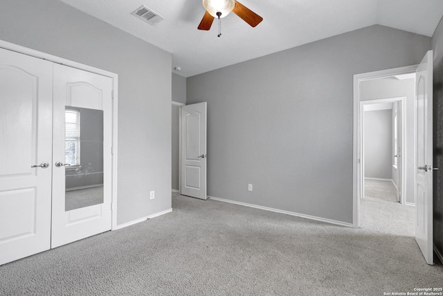 25511 Willard Path, San Antonio, TX 78261 - unfurnished bedroom featuring carpet, baseboards, a ceiling fan, vaulted ceiling, and a closet
