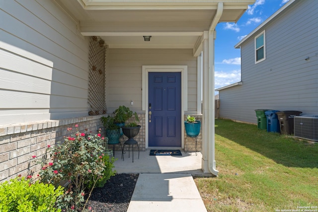 10815 Fox Trot, Converse, TX 78109 - entrance to property featuring central AC, a lawn, and a porch