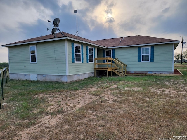 250 Krystal Ray Ln, Floresville, TX 78114 - rear view of house with crawl space