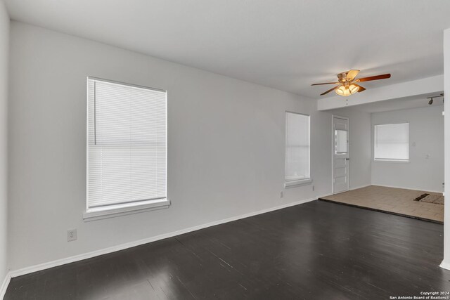 143 Langford, San Antonio, TX 78221 - spare room featuring wood finished floors, baseboards, and ceiling fan