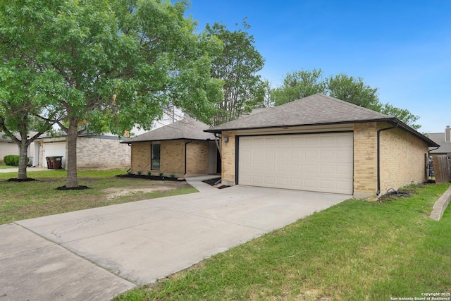 7527 Rustic Trl, San Antonio, TX 78244 - single story home featuring a front lawn, concrete driveway, brick siding, and a shingled roof
