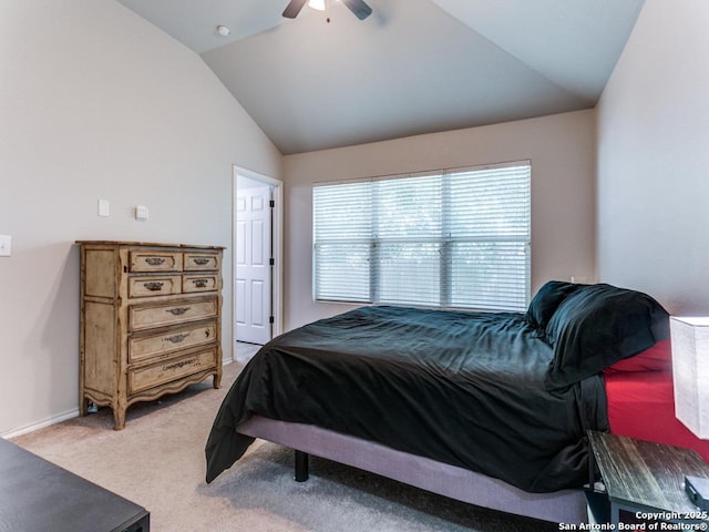 6211 Post Mi, San Antonio, TX 78244 - bedroom with lofted ceiling, light colored carpet, and ceiling fan