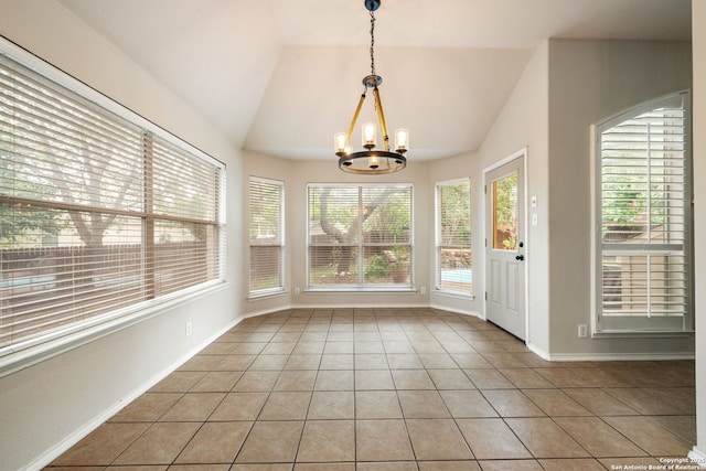 102 Blue Thorn, San Antonio, TX 78256 - unfurnished sunroom featuring a chandelier and lofted ceiling