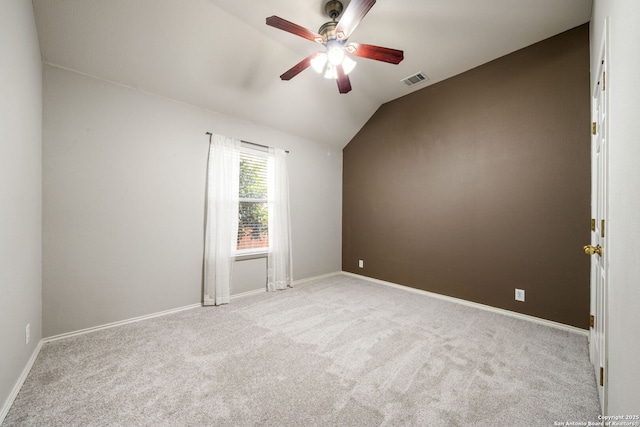 102 Blue Thorn, San Antonio, TX 78256 - carpeted spare room featuring ceiling fan, lofted ceiling, and baseboards