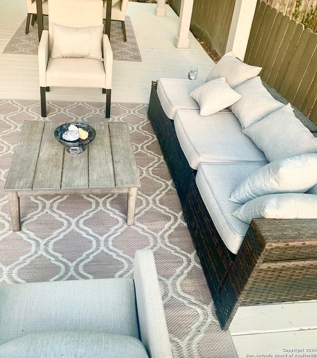 12111 Woodsrim, Live Oak, TX 78233 - view of patio featuring an outdoor hangout area and a wooden deck