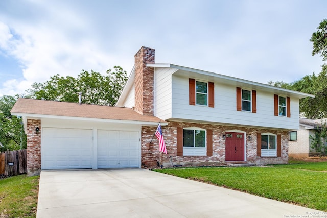 3618 Minthill, San Antonio, TX 78230 - view of front of home with a chimney, a garage, driveway, and brick siding