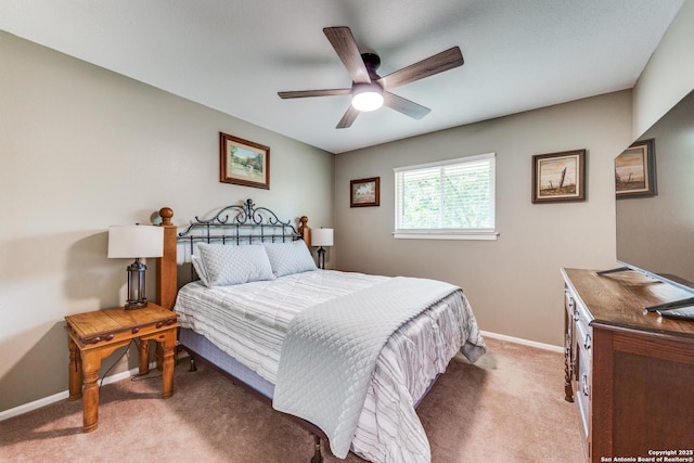 3618 Minthill, San Antonio, TX 78230 - bedroom featuring light carpet, baseboards, and ceiling fan