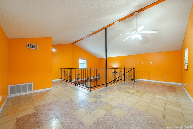 3211 Hatton, San Antonio, TX 78237 - unfurnished room featuring vaulted ceiling, ceiling fan, baseboards, and plenty of natural light