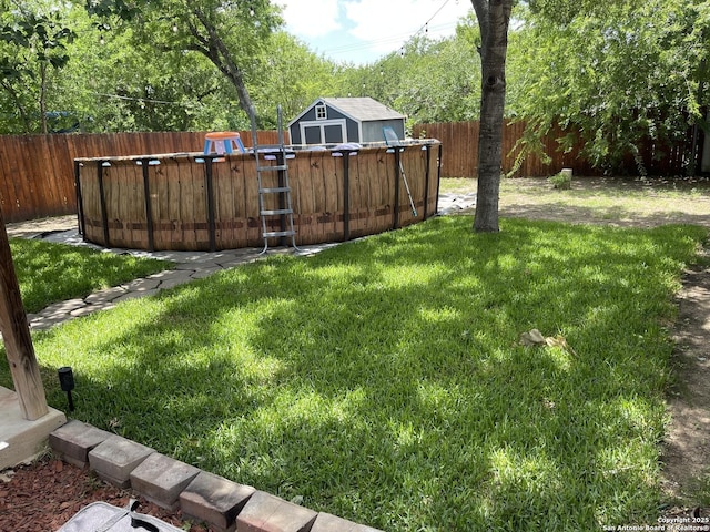 9858 Menard Cir, San Antonio, TX 78245 - fenced backyard featuring a shed