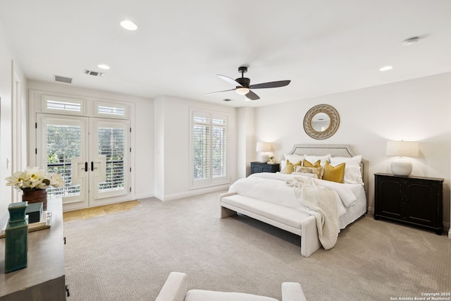 172 Katherine Ct Unit 1, San Antonio, TX 78209 - bedroom featuring access to outside, french doors, carpet, recessed lighting, and baseboards