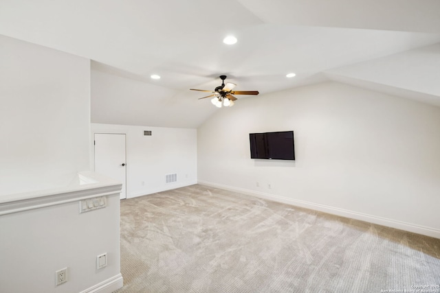 172 Katherine Ct Unit 1, San Antonio, TX 78209 - bonus room with a ceiling fan, lofted ceiling, recessed lighting, baseboards, and light carpet