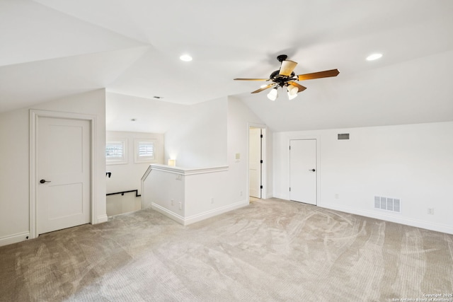 172 Katherine Ct Unit 1, San Antonio, TX 78209 - bonus room with vaulted ceiling, light carpet, baseboards, a ceiling fan, and recessed lighting