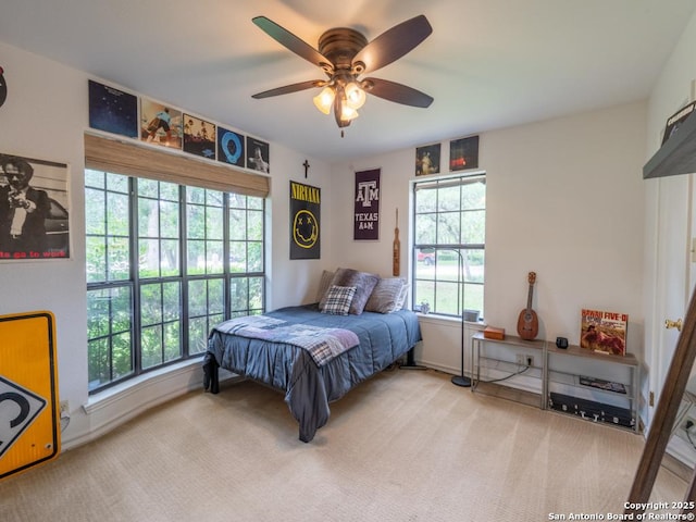 120 Spanish Oak Trl, Floresville, TX 78114 - carpeted bedroom with ceiling fan