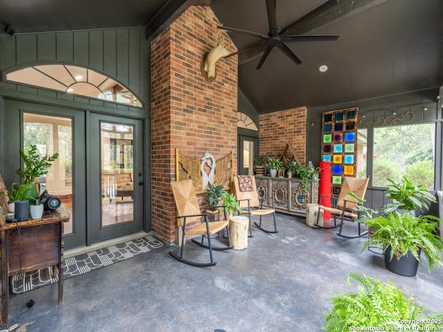 120 Spanish Oak Trl, Floresville, TX 78114 - view of patio with french doors and ceiling fan