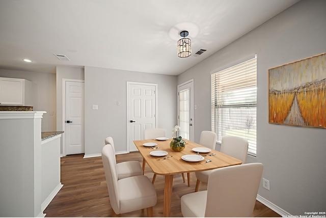 11907 Creek Peak, San Antonio, TX 78253 - dining room with baseboards, dark wood finished floors, and recessed lighting