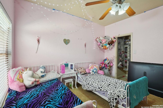 7027 Laura Hts, Schertz, TX 78154 - bedroom with carpet flooring and ceiling fan