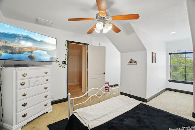 7027 Laura Hts, Schertz, TX 78154 - bedroom with light carpet, baseboards, and a ceiling fan