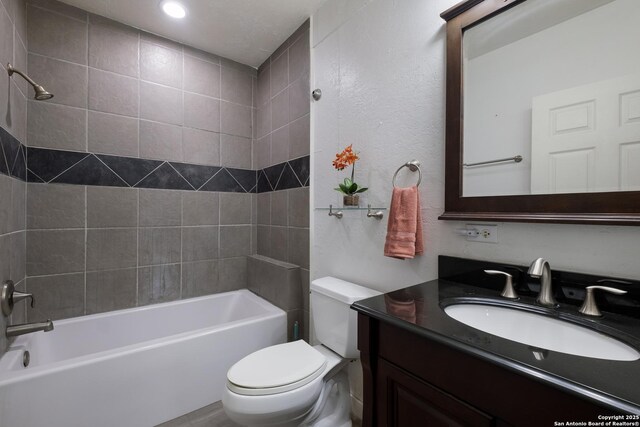 123 Serene Creek Ln, Mcqueeney, TX 78123 - full bathroom with vanity, toilet, and shower / tub combination