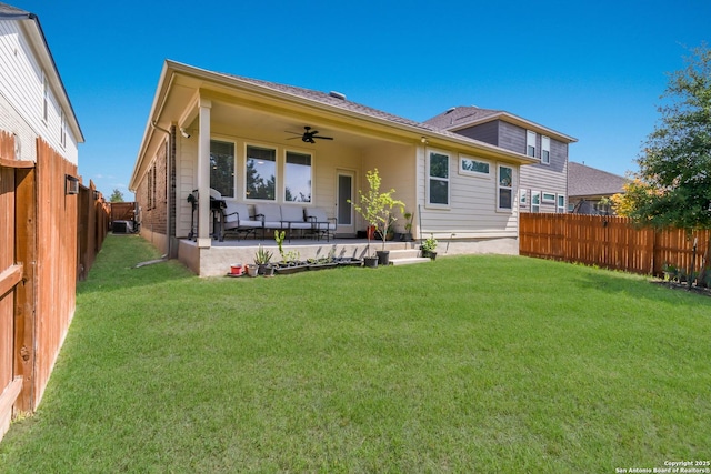 12614 Big Vly, San Antonio, TX 78254 - rear view of property with ceiling fan, a patio area, and cooling unit