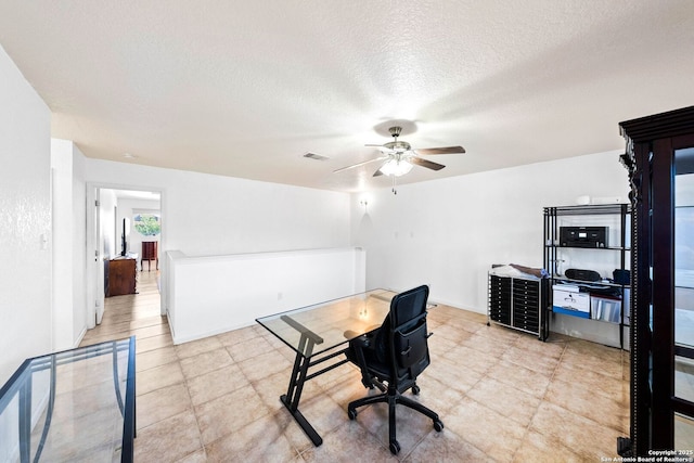 9014 Camino Rey, San Antonio, TX 78245 - office with ceiling fan and a textured ceiling