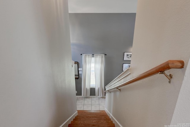 6039 Woodway Ct, San Antonio, TX 78249 - stairway featuring baseboards