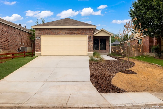 6514 Ithaca Fls, San Antonio, TX 78239 - ranch-style home featuring brick siding, driveway, an attached garage, and cooling unit