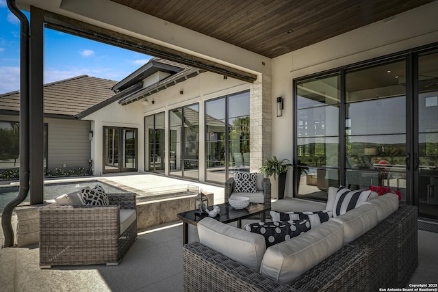 121 Greystone Pt, Boerne, TX 78006 - view of patio / terrace featuring an outdoor hangout area and french doors