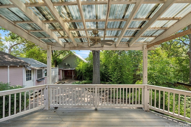 124 Corona, Alamo Heights, TX 78209 - wooden terrace featuring ceiling fan