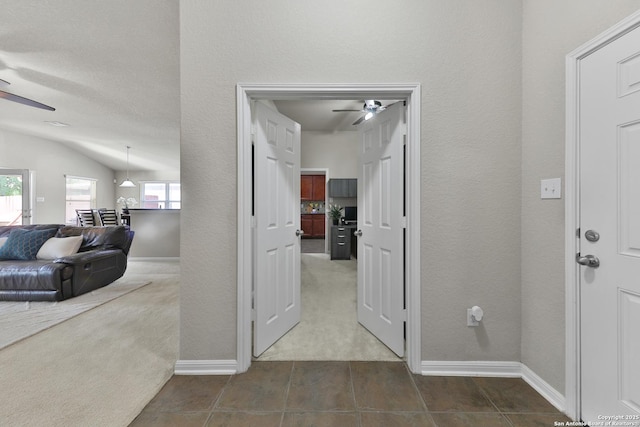 5327 Gemsbuck Chase, San Antonio, TX 78251 - corridor featuring healthy amount of natural light, dark colored carpet, lofted ceiling, and baseboards