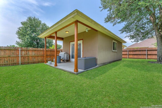1216 Windy Dawn, Seguin, TX 78155 - back of house featuring a patio area, central AC, and stucco siding