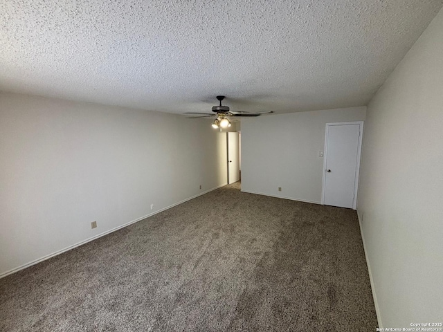 7835 Ruby Mdw, San Antonio, TX 78251 - empty room with a ceiling fan, carpet, and a textured ceiling