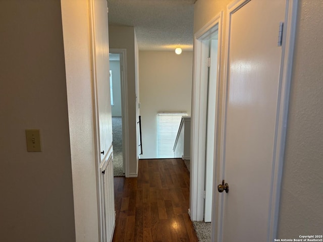 7835 Ruby Mdw, San Antonio, TX 78251 - corridor featuring dark wood-type flooring and a textured ceiling