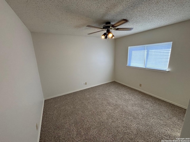 7835 Ruby Mdw, San Antonio, TX 78251 - carpeted empty room featuring ceiling fan, a textured ceiling, and baseboards