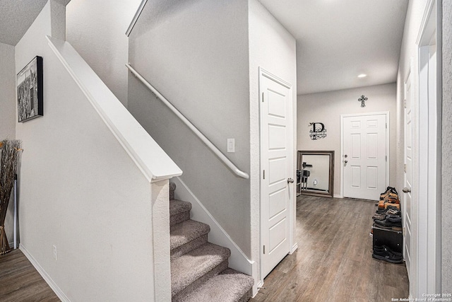 7129 Pisces, Converse, TX 78109 - stairs with wood finished floors, recessed lighting, and baseboards