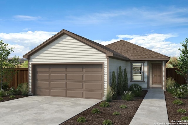 4141 Woodside Dr, Seguin, TX 78155 - ranch-style house featuring a garage, concrete driveway, and a shingled roof