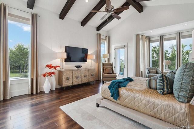 23510 Avila, San Antonio, TX 78255 - bedroom featuring dark wood-type flooring, recessed lighting, and a ceiling fan